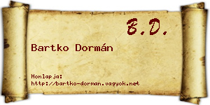 Bartko Dormán névjegykártya